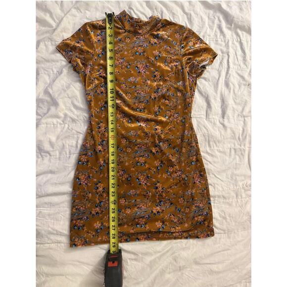 Savage X Fenty Women's Small Psychedelic Velvet Slip Mini Dress Floral Open Back - Picture 5 of 6